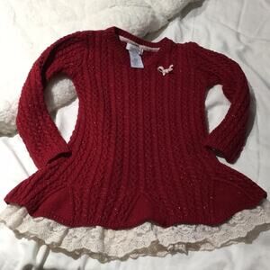 Jillian’s closet red cream sweater dress worn once